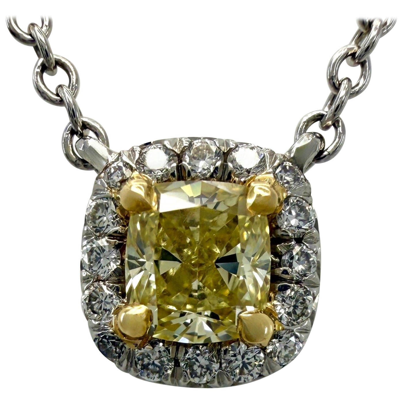 Tiffany & Co. Ciondolo a grappolo con diamante giallo Fancy Soleste in oro 18k e platino