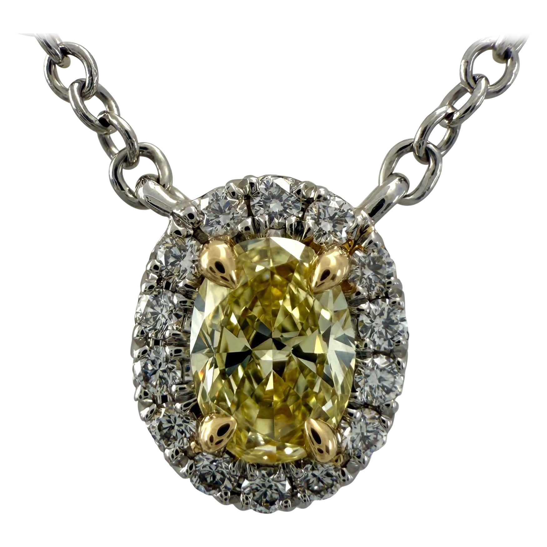Tiffany & Co. Ciondolo a grappolo con diamante giallo Fancy Soleste in oro 18k e platino IF in vendita