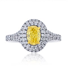Tiffany & Co. Fancy Yellow Oval Cut Double Halo Diamond Engagement Ring