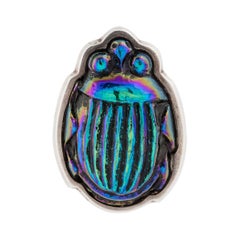 Vintage Tiffany & Co. Sterling Favrile Glass Scarab Pin