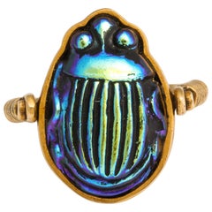 Vintage Tiffany & Co. Favrille Scarab in Later Egyptian Style Mounting