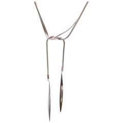 Tiffany & Co. Feather Lariat Wrap Necklace in 18 Karat White Gold