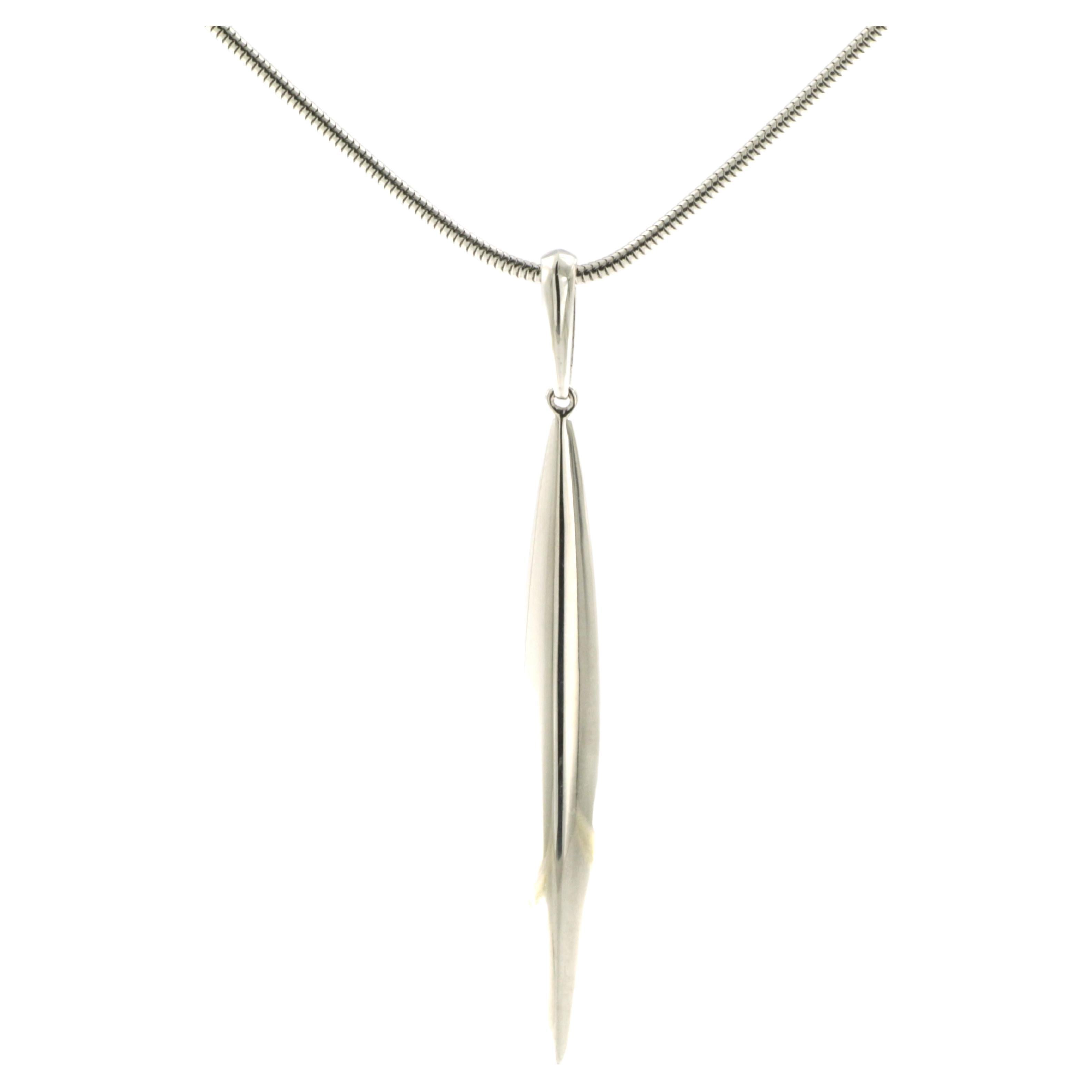 Tiffany & Co. Feather Pendant in 18k White Gold For Sale