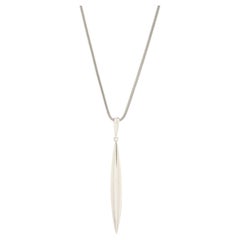 Tiffany & Co. Feather Pendant Necklace 18K White Gold