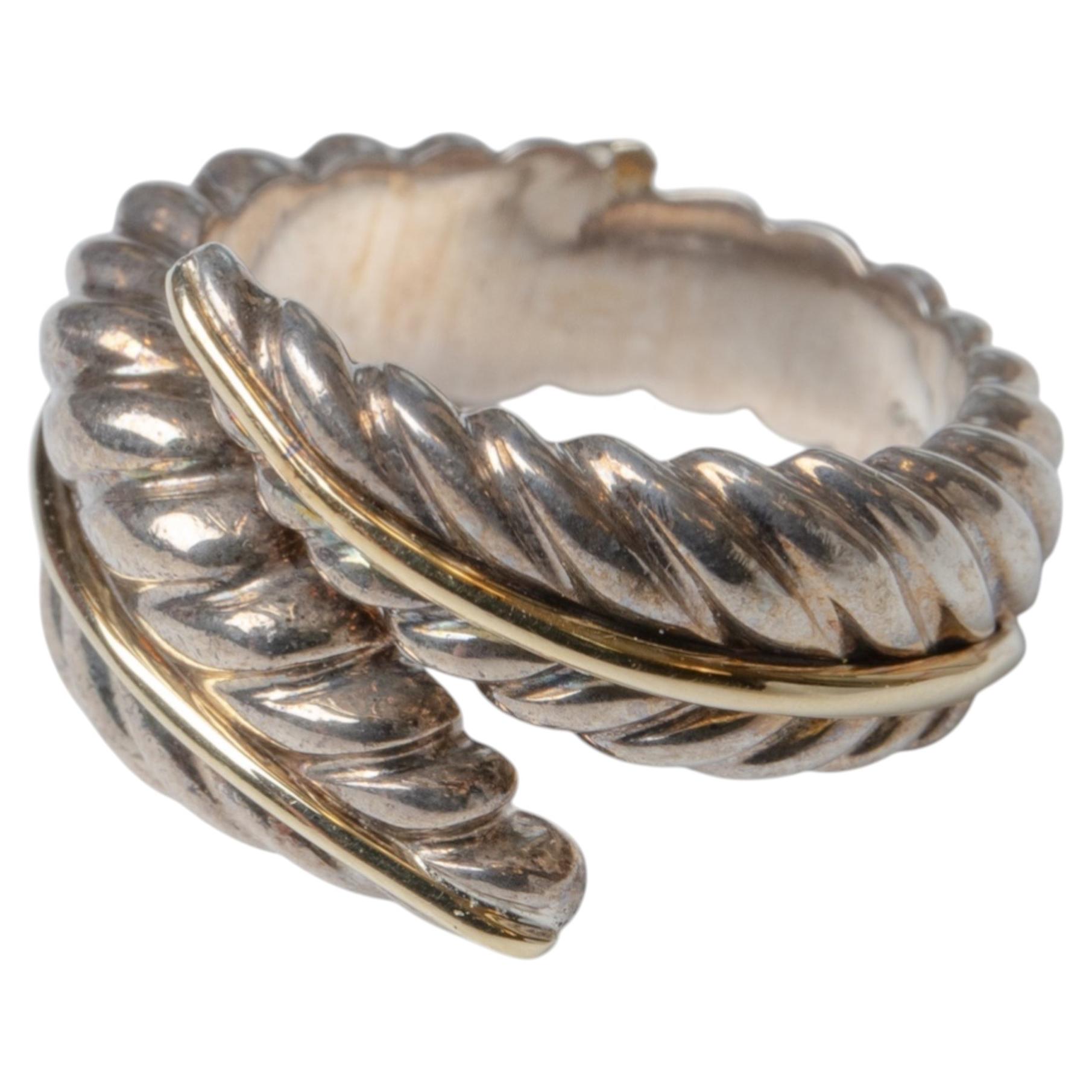 Tiffany & Co Feather Yellow Gold and Sterling Ring