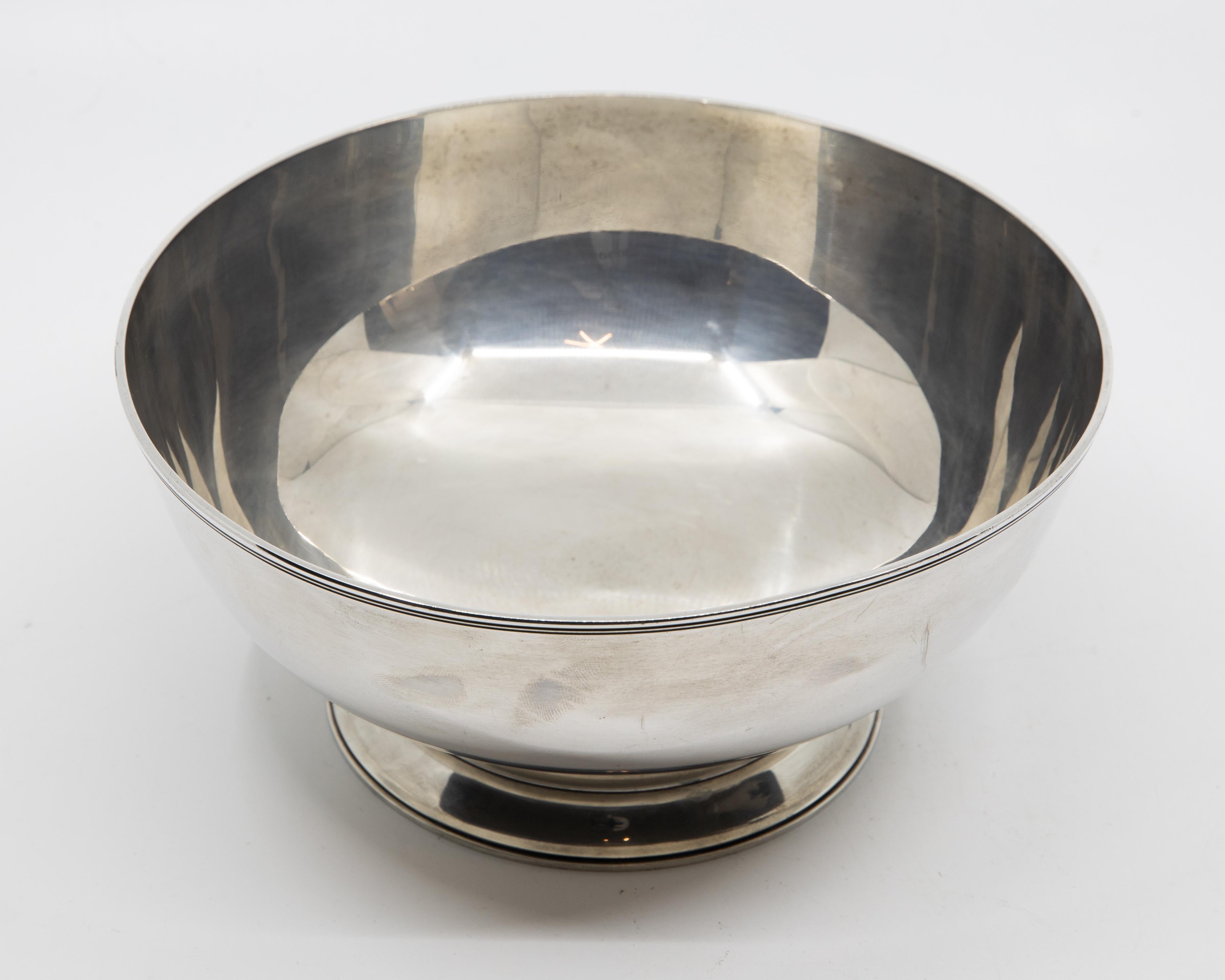 footed silver bowl