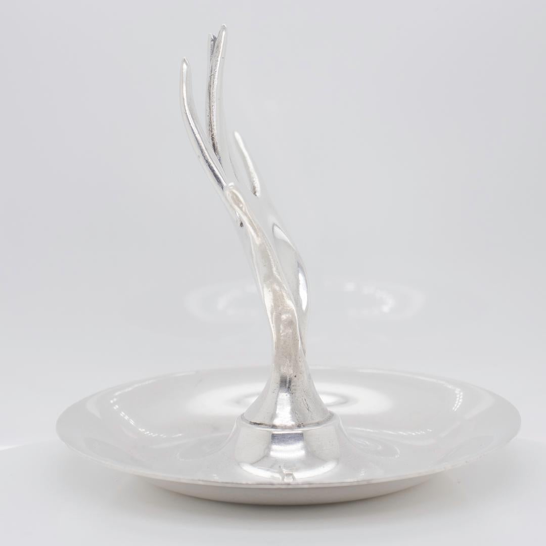 Modern Tiffany & Co. Figural Sterling Silver Handshaped Ring Holder No. 23666