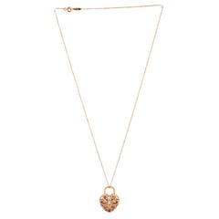 Tiffany & Co. Filigree Heart Pendant Necklace 18k Rose Gold with Diamonds