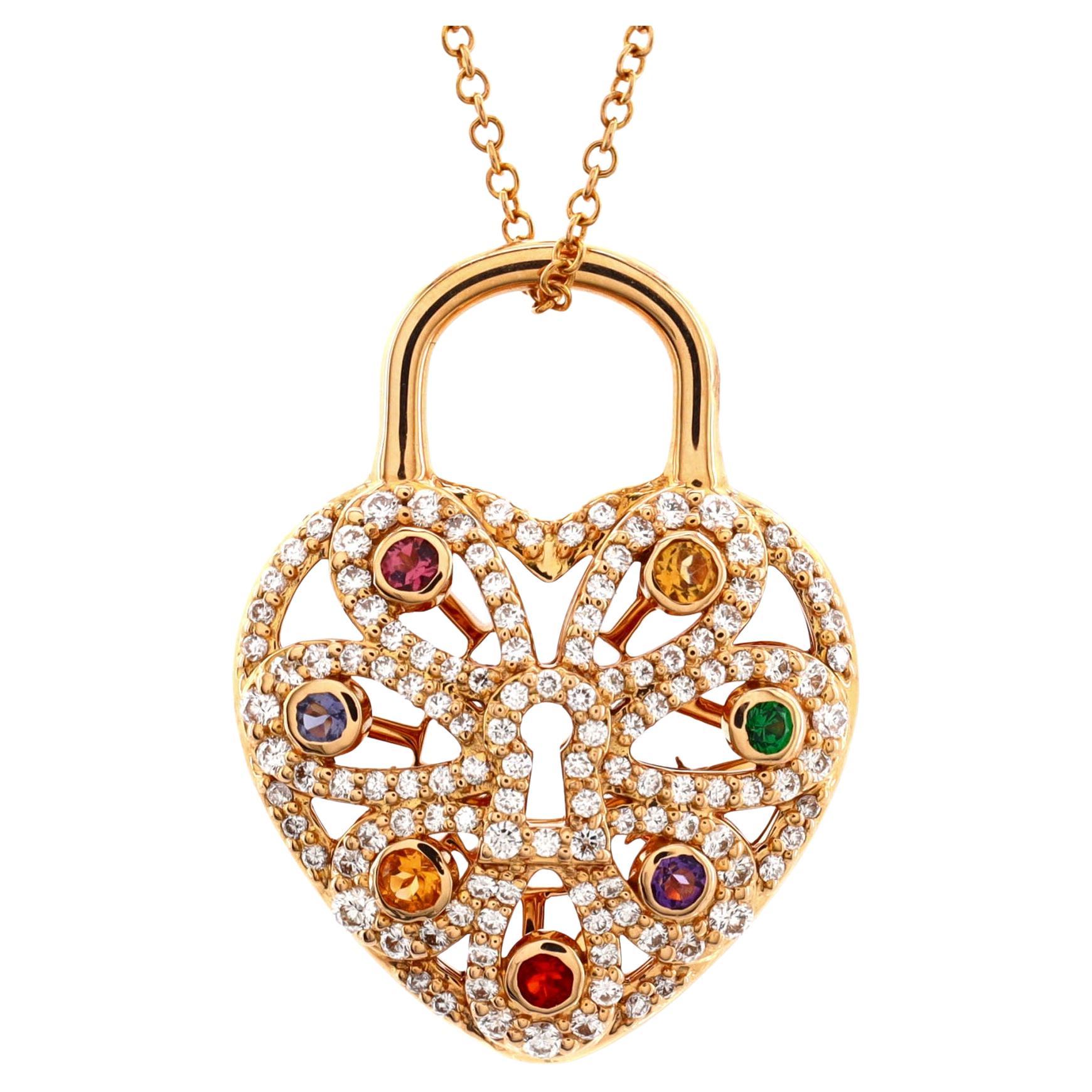 Vintage Tiffany & Co 18 Karat Yellow Gold Heart Lock Pendant Necklace -  Ruby Lane