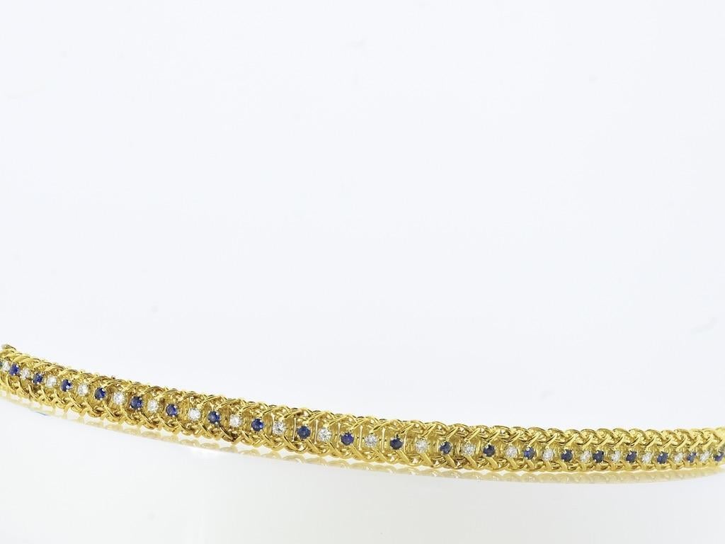 Tiffany & Co Fine 18K Vintage Bracelet with Fine Diamonds and Sapphires, c. 1960 en vente 1