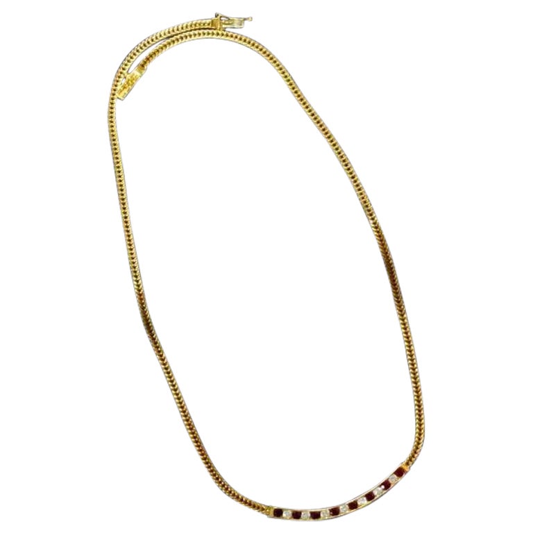 Tiffany Co feine natürliche Rubin Diamant 18k Gold Halskette Vintage 1998 mit Box Papiere