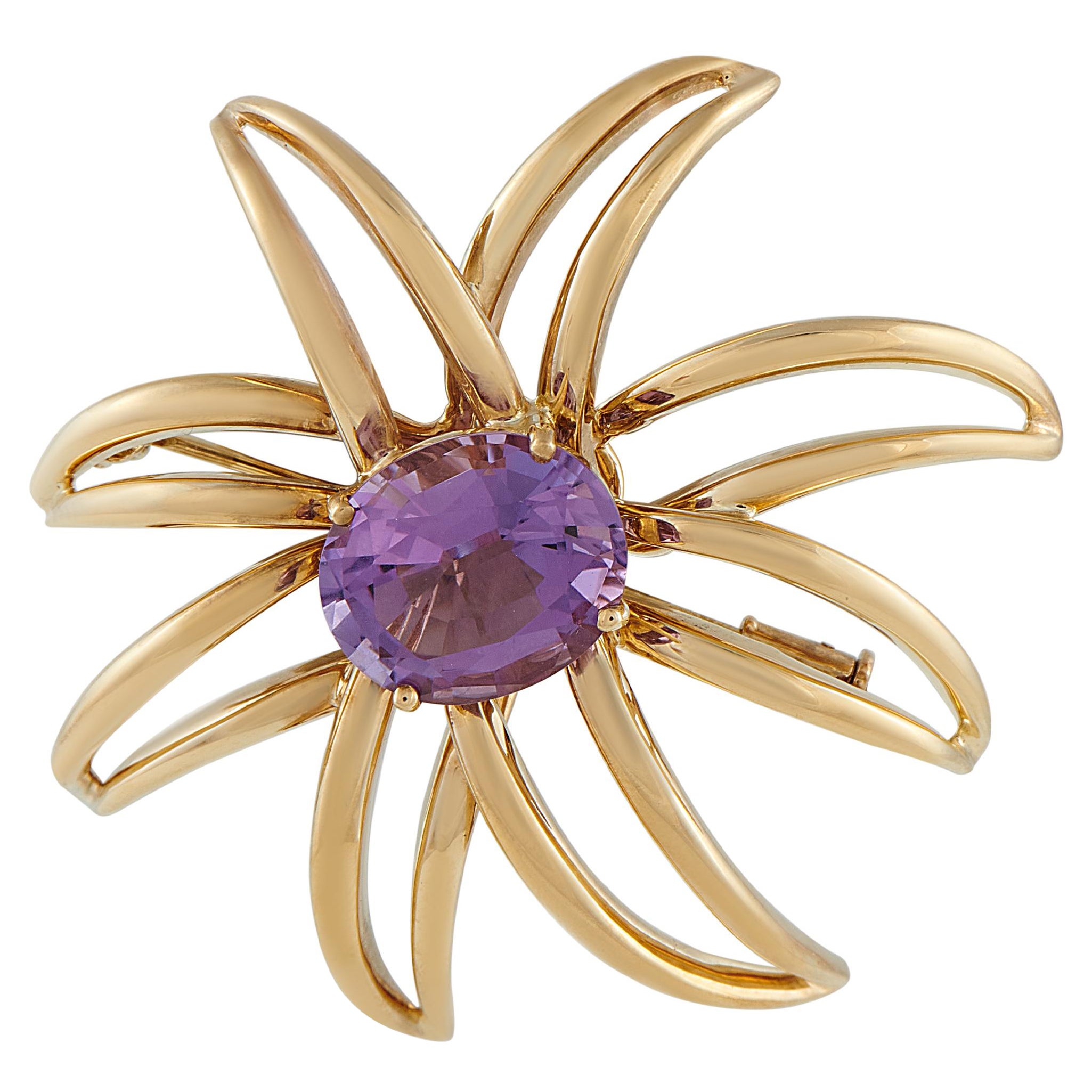Tiffany 
Co. Spilla con ametista in oro giallo 18 carati #5107 in vendita