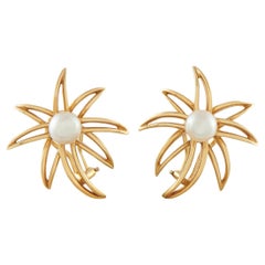 Tiffany & Co. Fireworks 18K Yellow Gold Pearl Clip-On Earrings TI07-012926