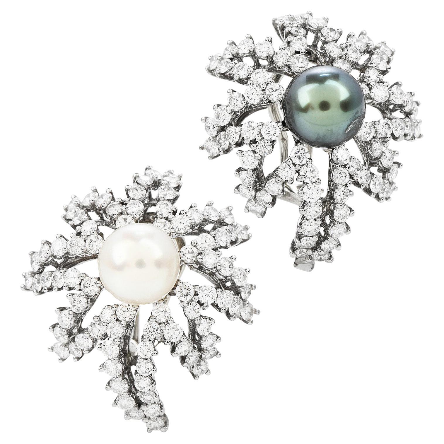 Tiffany & Co. Fireworks 4.50cts Diamond Pearl Platinum Earrings