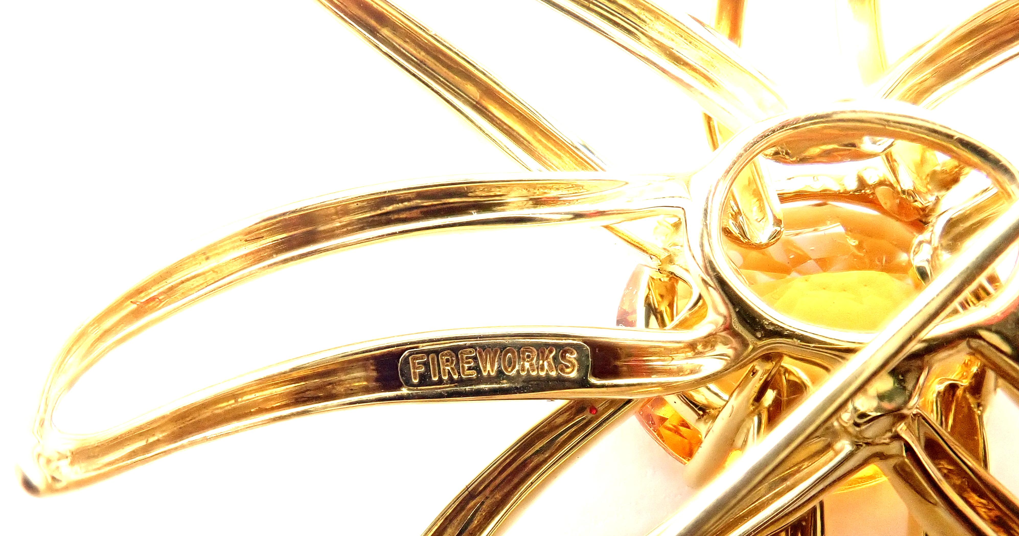 Tiffany & Co Fireworks Citrine Large Yellow Gold Pin Brooch In Excellent Condition In Holland, PA