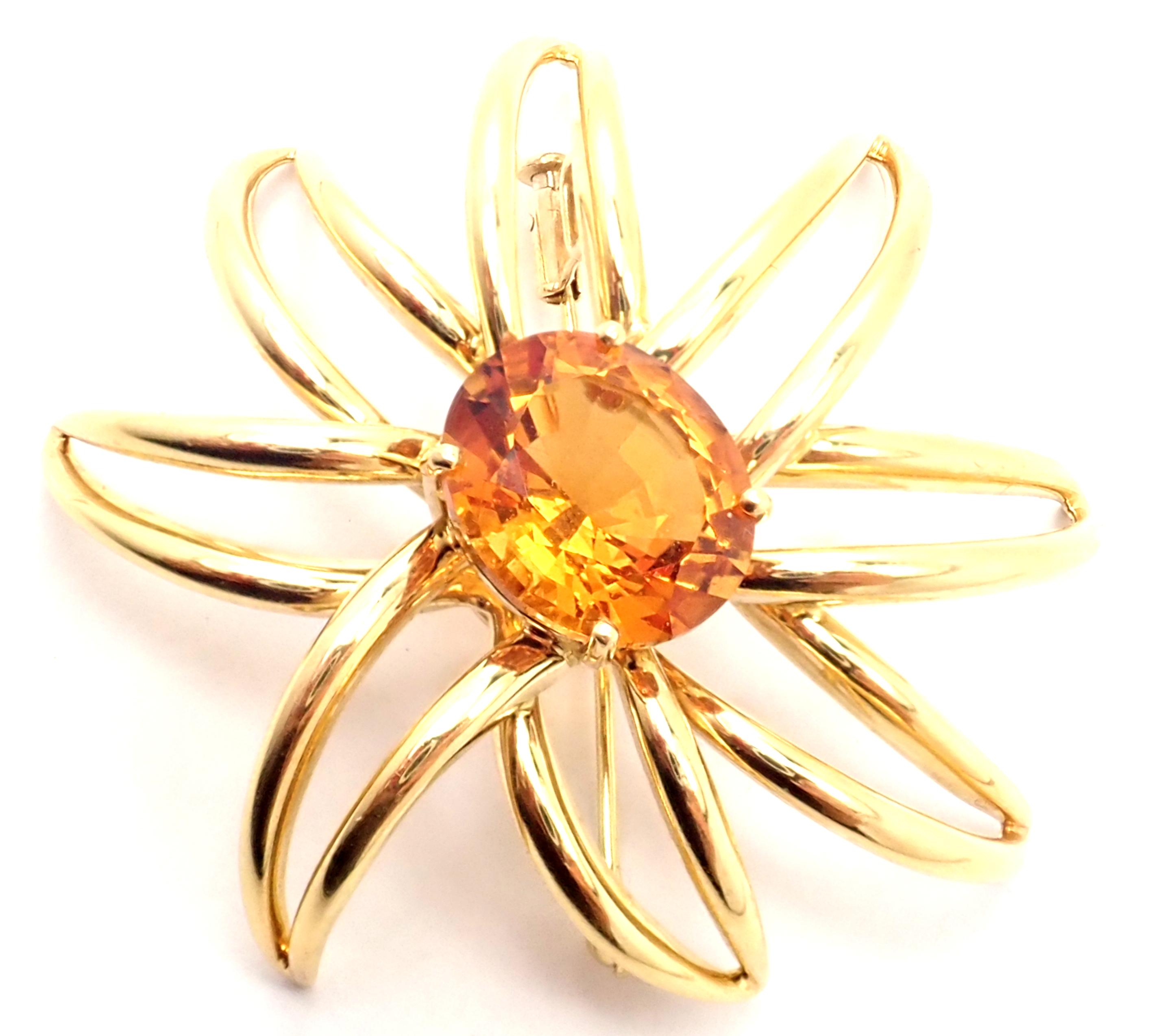 Tiffany & Co Fireworks Citrine Large Yellow Gold Pin Brooch 3