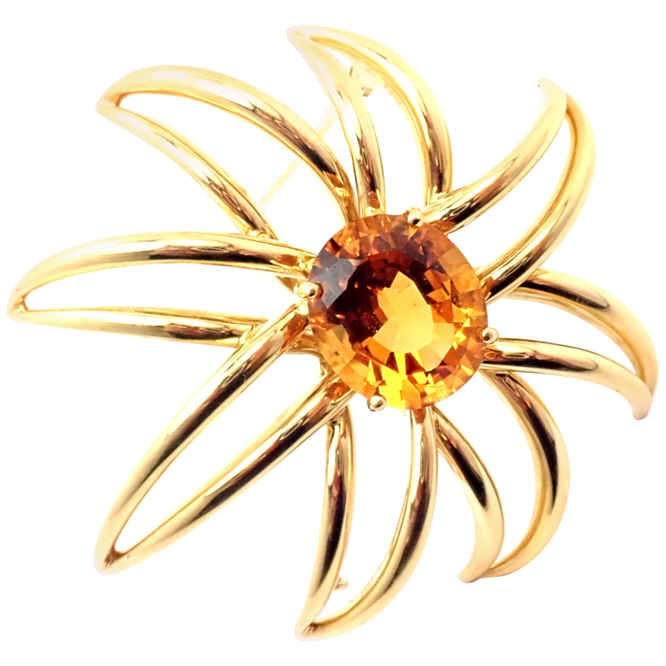 Tiffany & Co Fireworks Citrine Large Yellow Gold Pin Brooch
