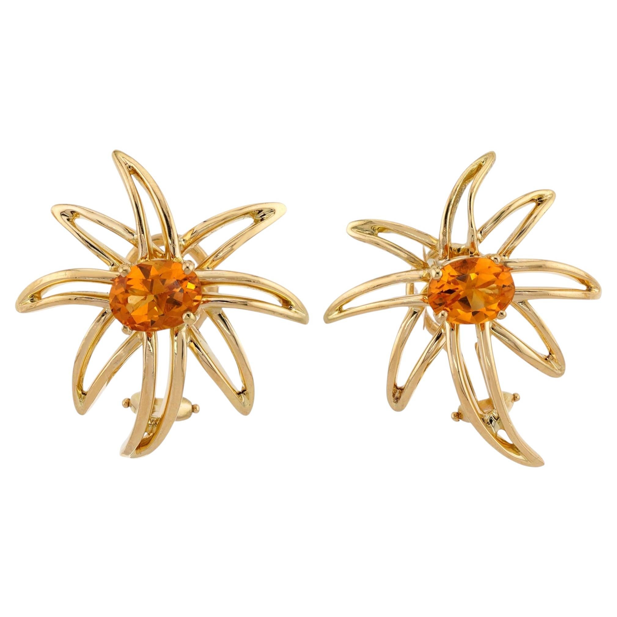 TIFFANY & CO. Fireworks Citrine Yellow Gold 1990s Earrings en vente