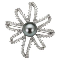 Tiffany & Co. ‘Fireworks’ Diamond and Pearl Brooch in Platinum