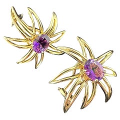 Tiffany & Co Boucles d'oreilles feux d'artifice Améthyste et or jaune 18k