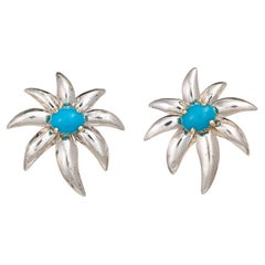 Tiffany & Co Fireworks Earrings Turquoise c1995 Sterling Silver 18k Gold Jewelry