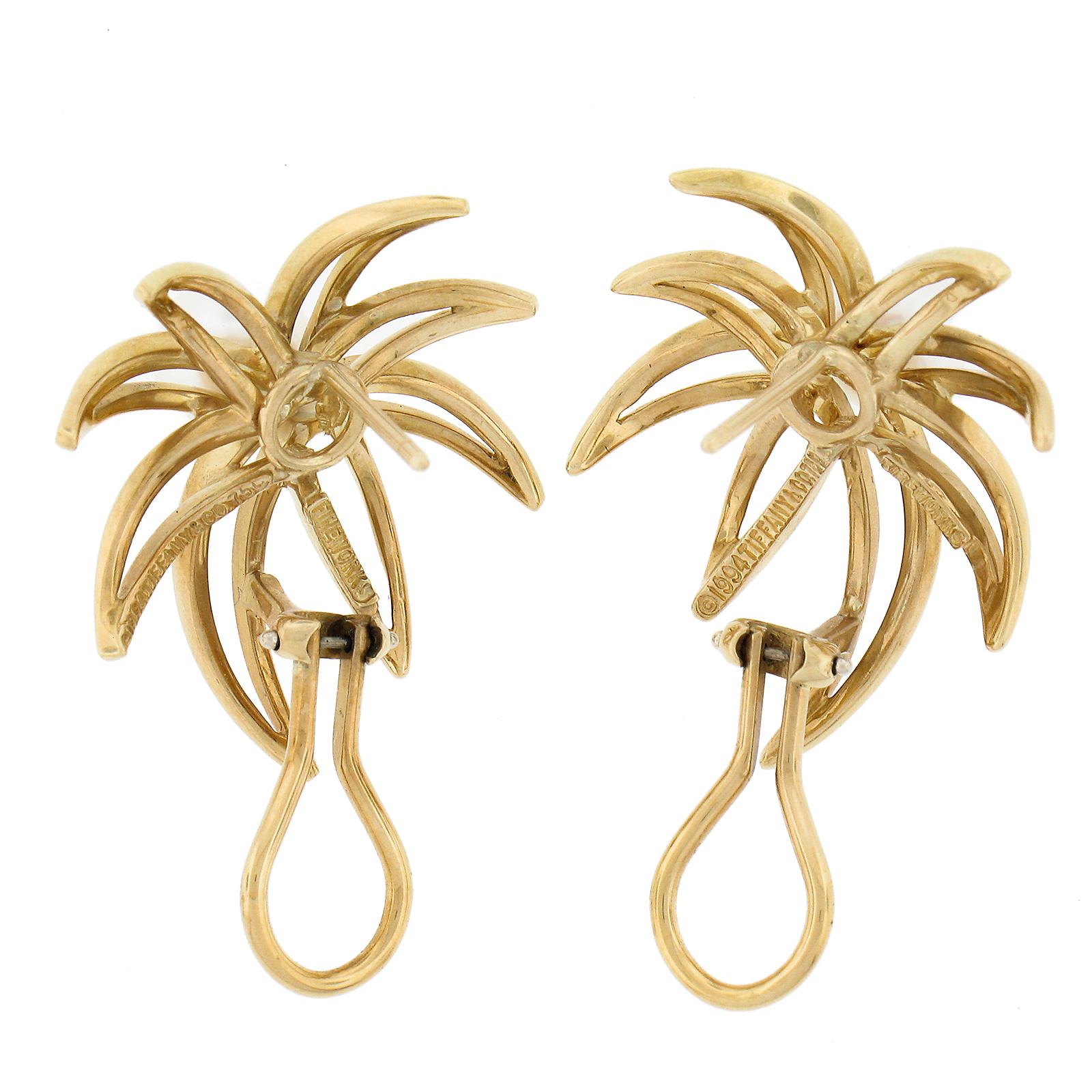 Tiffany & co. Fireworks Spray Burst 18K Gold 7.5mm Round Akoya Pearl Earrings For Sale 2