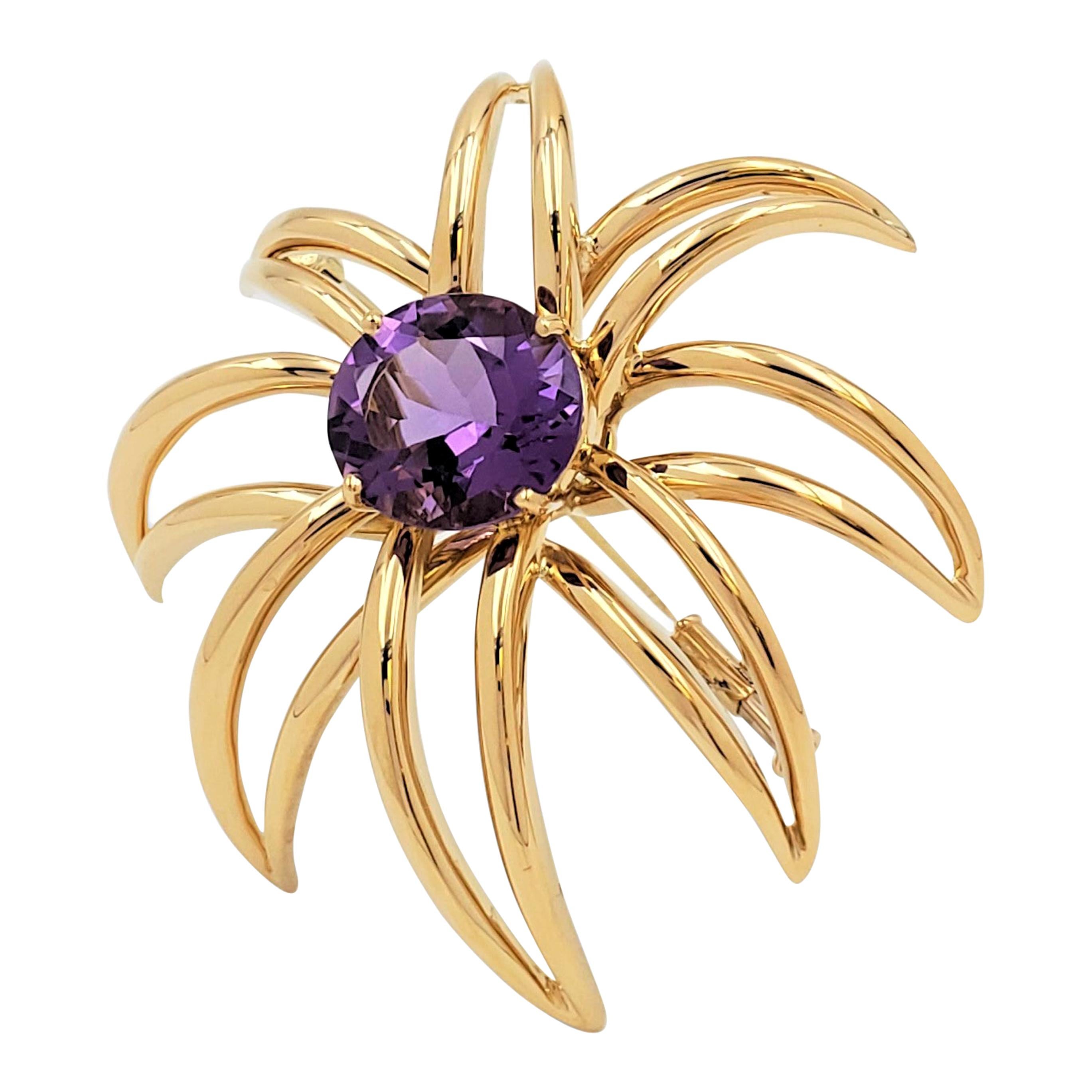 Tiffany & Co. 'Fireworks' Yellow Gold and Amethyst Brooch