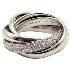 Tiffany & Co. Five Band Ring in 18K White Gold with pavè diamond band