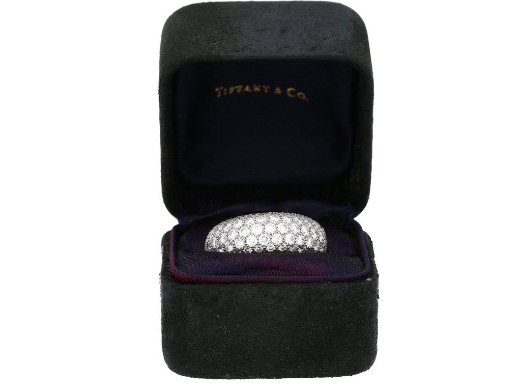 Tiffany & Co. Bague jonc en platine à cinq rangées de diamants en vente 1