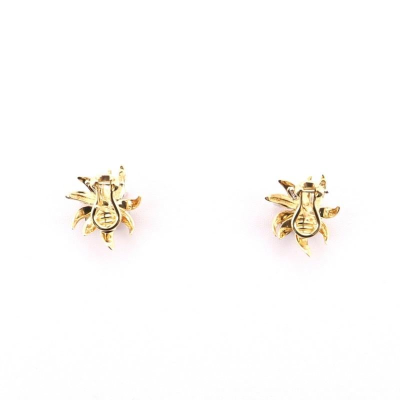 Tiffany & Co. Flame Ear Clip-On Earrings 18 Karat Yellow Gold and Platinum wit In Good Condition In New York, NY