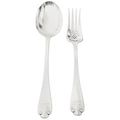 Tiffany & Co. Flemish Sterling Silver Cold Meat Fork & Vegetable Serving Spoon A