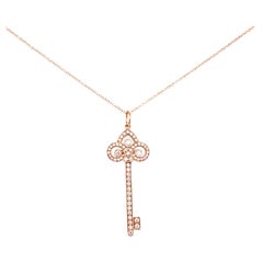 Tiffany & Co Fleur De Lis Diamond Key Pendant in 18 Karat Rose Gold