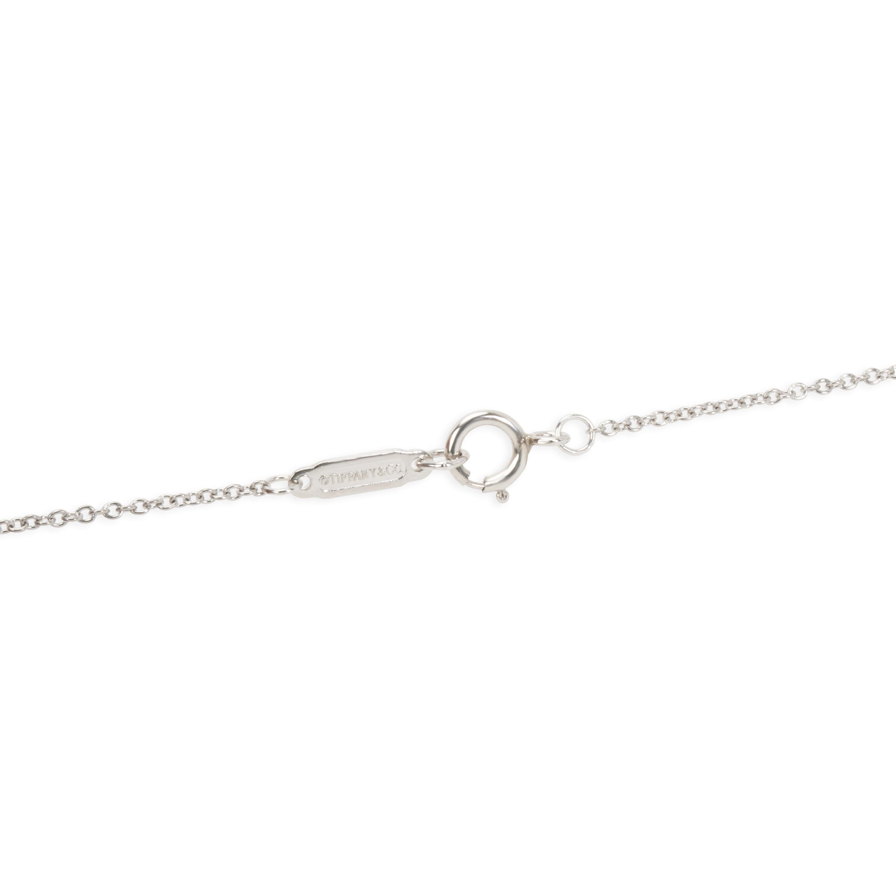 Round Cut Tiffany & Co. Fleur-De-Lis Diamond Key Pendant Necklace in Platinum 0.12 Carat