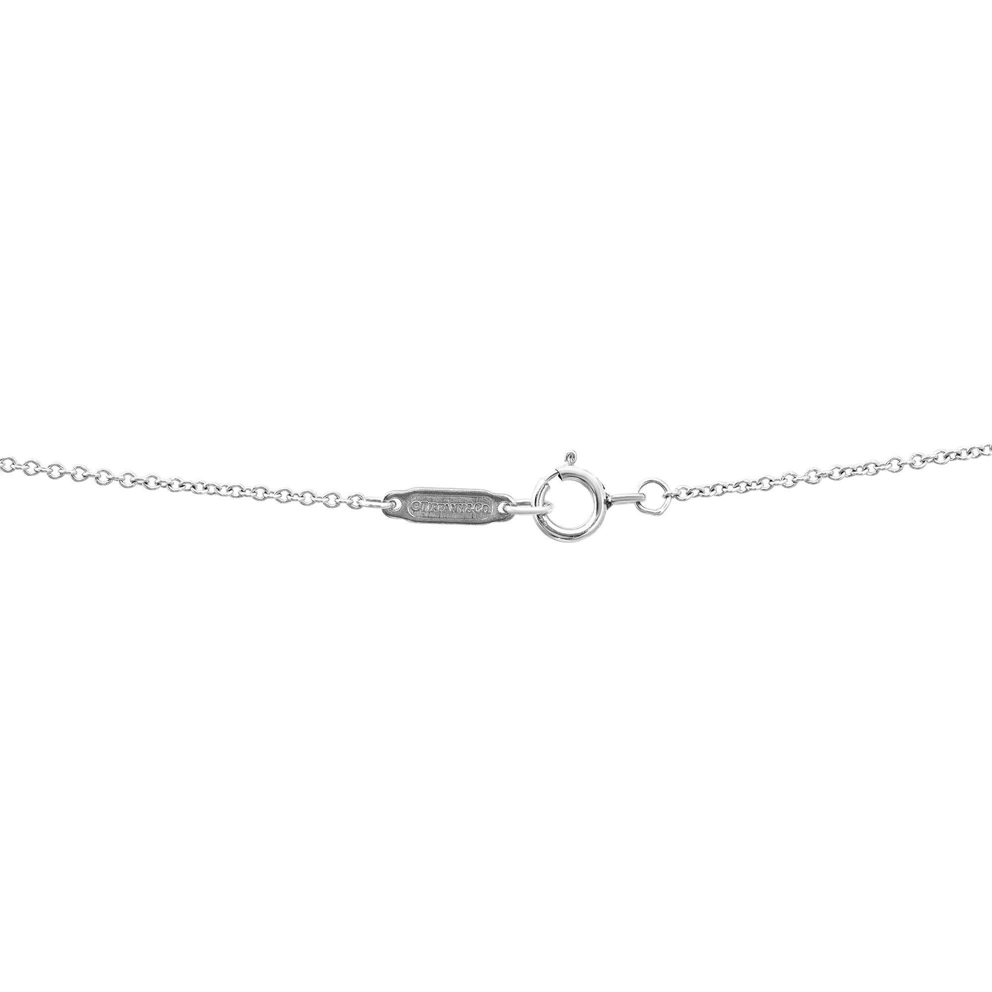 Round Cut Tiffany & Co Fleur De Lis Diamond Key Pendant Necklace Platinum 16 Inches For Sale