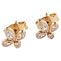 Tiffany & Co. Fleur de Lis Diamond Stud Earring in 18k Rose Gold 0.19 CTW