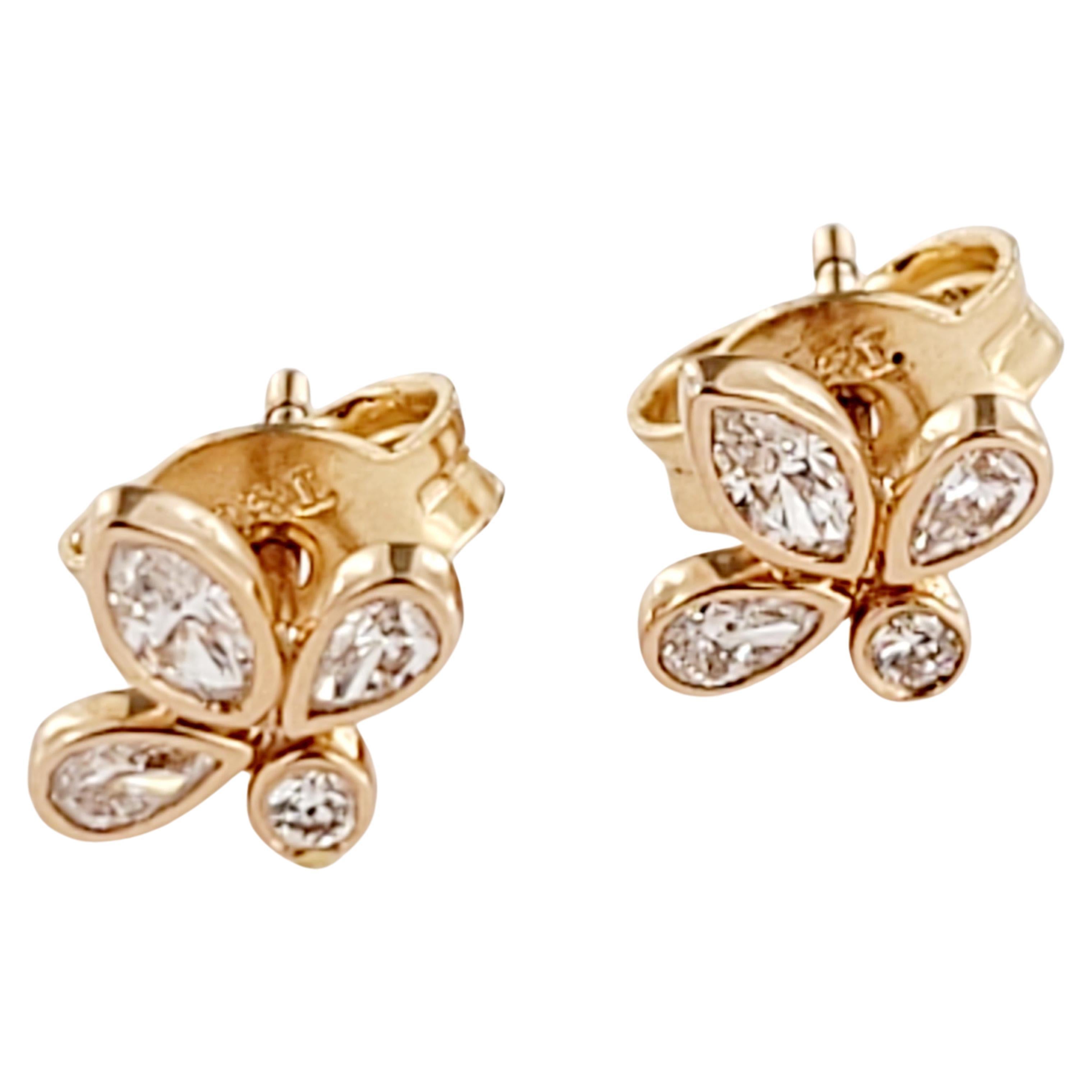Tiffany 
Co. Fleur de Lis Diamond Stud Earring in 18k Rose Gold 0.19 CTW en venta
