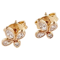 Tiffany 
Co. Fleur de Lis Diamond Stud Earring in 18k Rose Gold 0.19 CTW