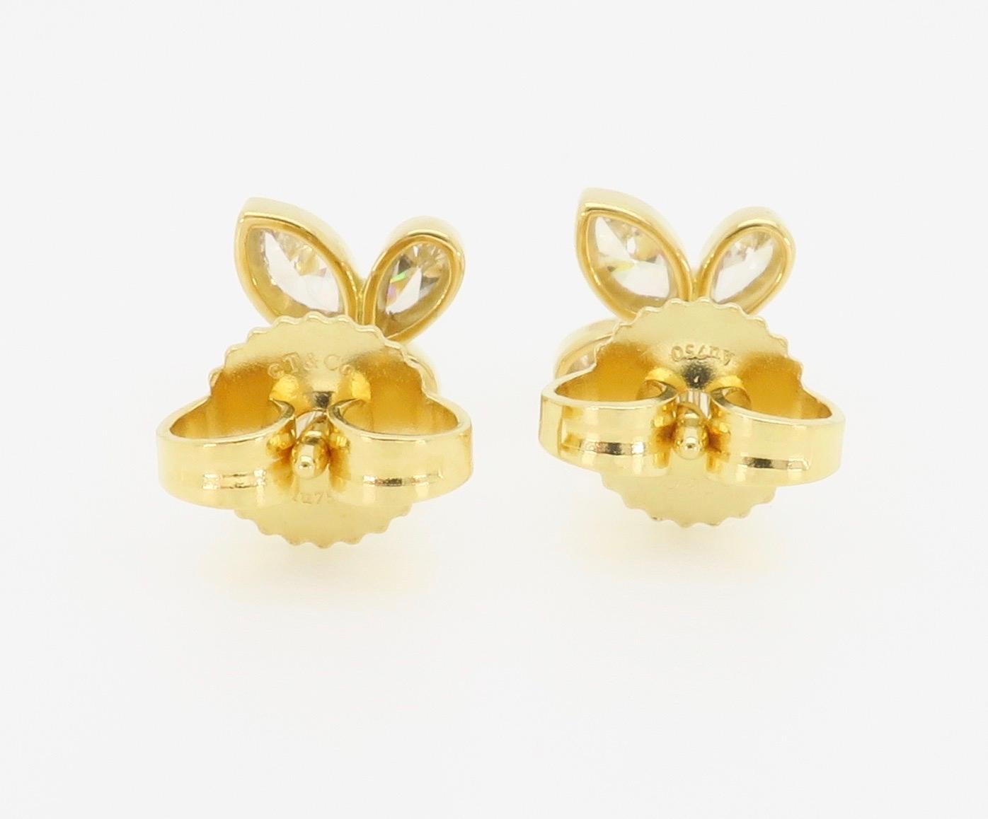 Women's or Men's Tiffany & Co. Fleur de Lis Diamonds stud earrings in 18k