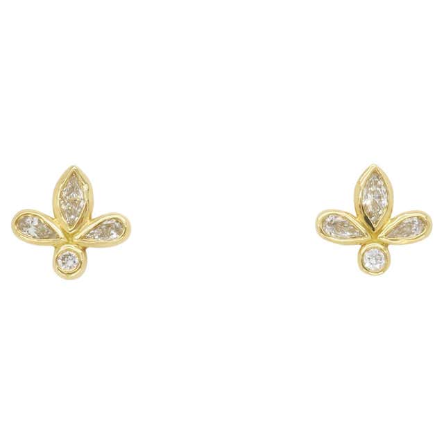 Fleur de lis diamond earrings Clearance