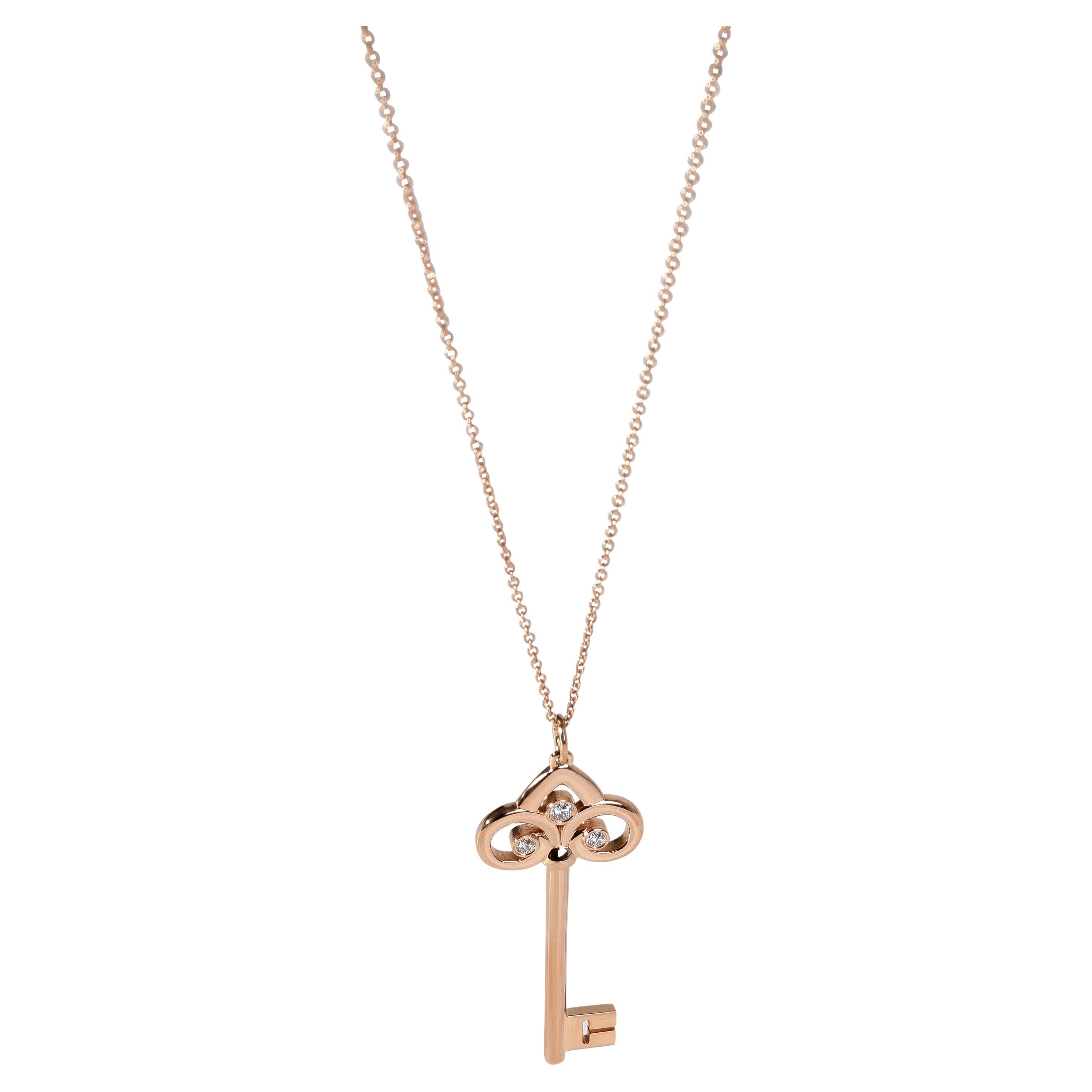 Tiffany & Co. Fleur De Lis Key Pendant in 18k Rose Gold 0.07 Ctw