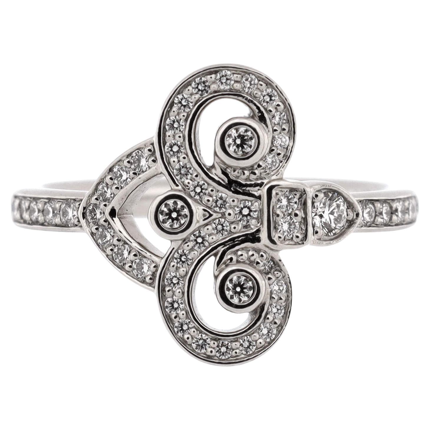Tiffany & Co. Fleur de Lis Ring 18K White Gold and Diamonds For Sale