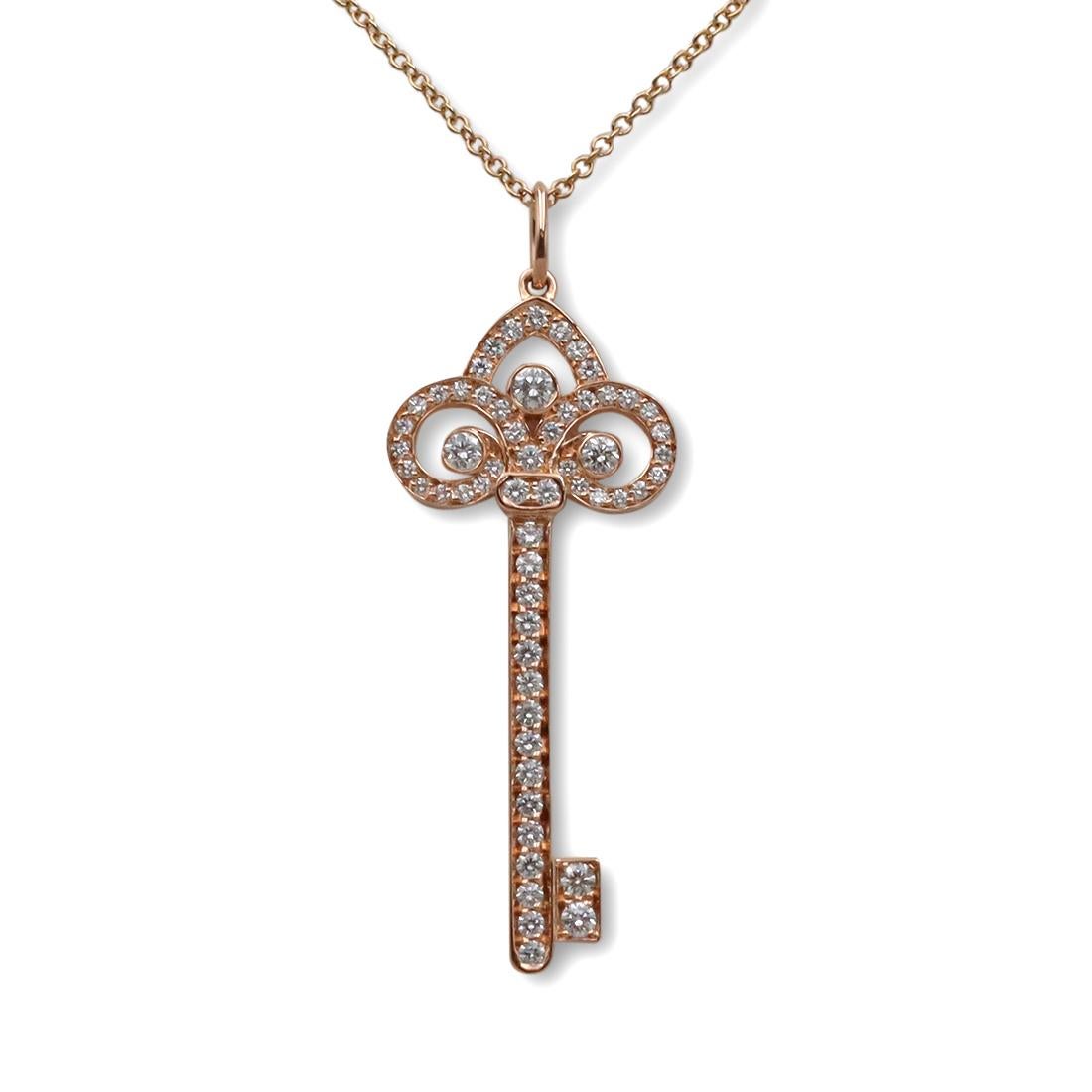 Brilliant Cut Tiffany & Co. 'Fleur de Lis' Rose Gold Diamond Pendant