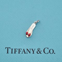 Tiffany & Co. Flip Flop Sandal Charm Pendant Sterling Silver Red Enamel Bow