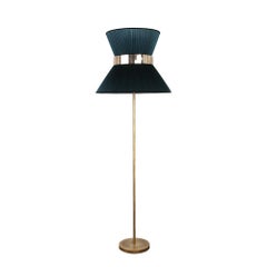 Tiffany contemporary modern Floor Lamp 60 green Silk lampshade Brass Glass