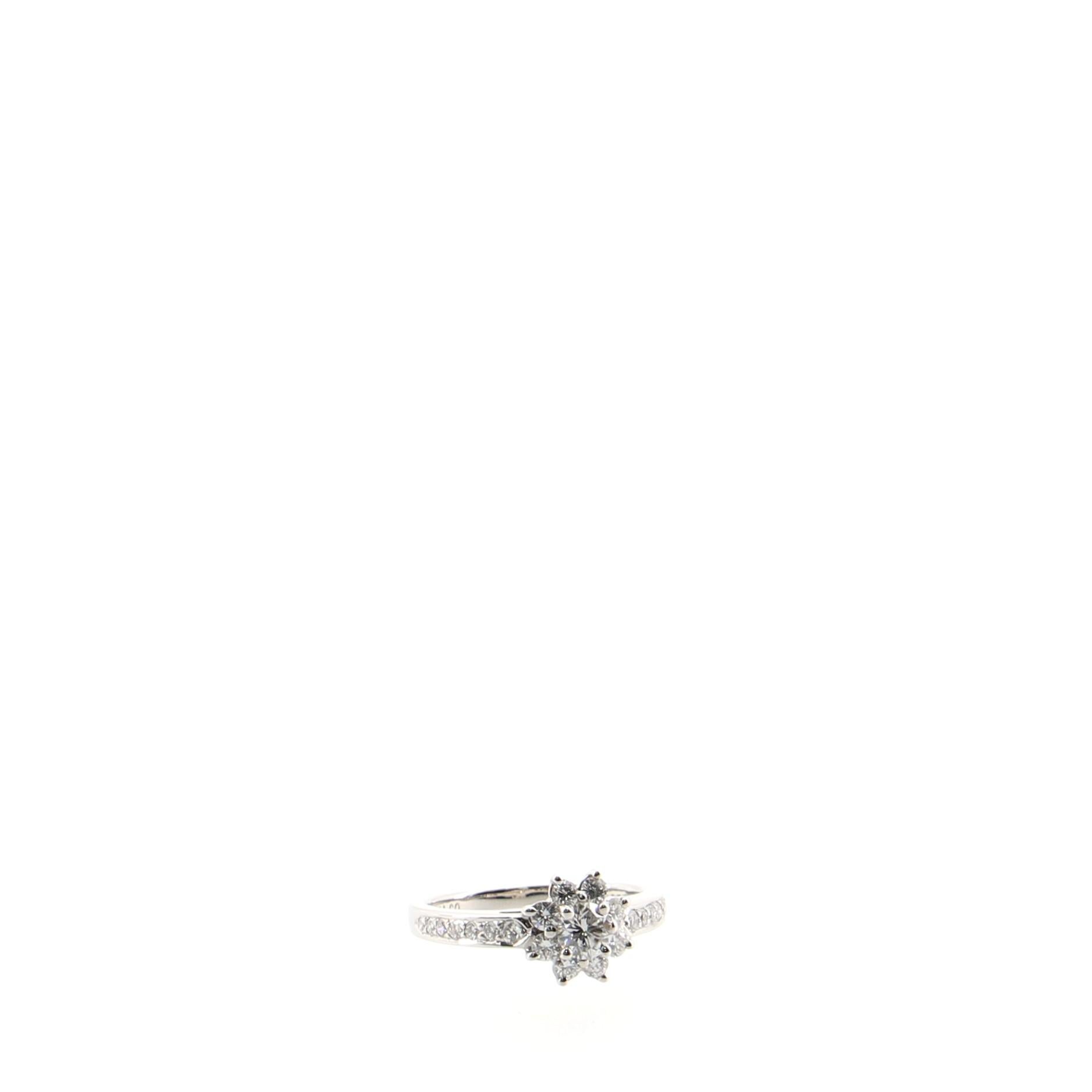 Condition: Great. Shows signs of minor wear.
Accessories: No Accessories
Measurements: Size: 4.5 - 48, Width: 2.5 mm
Designer: Tiffany & Co.
Model: Flora Ring Platinum and Diamonds
Exterior Material: Platinum, Diamond
Exterior Color: Silver
Item