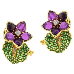 Tiffany & Co. Floral Amethyst, Tsavorite and Diamond Earrings