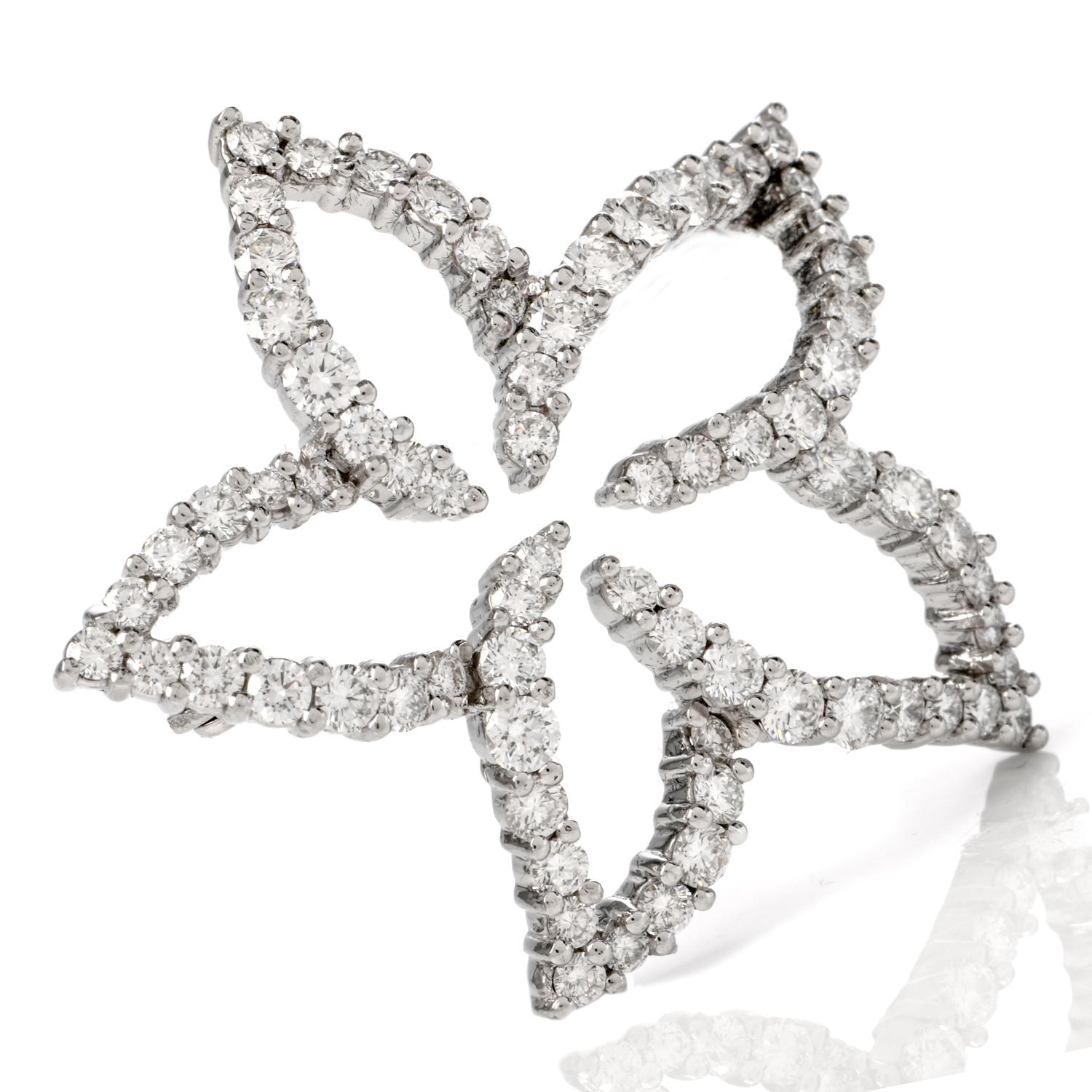 Tiffany & Co. Floral Diamond Platinum Pin Brooch In Excellent Condition In Miami, FL
