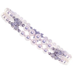 Tiffany & Co. Floret Flourishes Diamond Platinum Pearl Bracelet