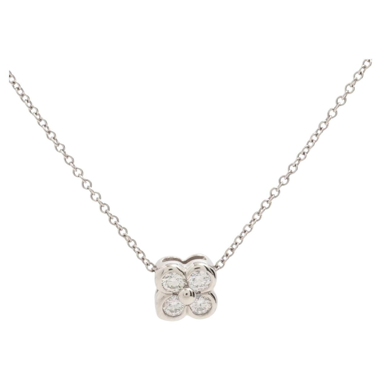 Tiffany & Co. Flower Bezel Diamond Necklace Platinum For Sale