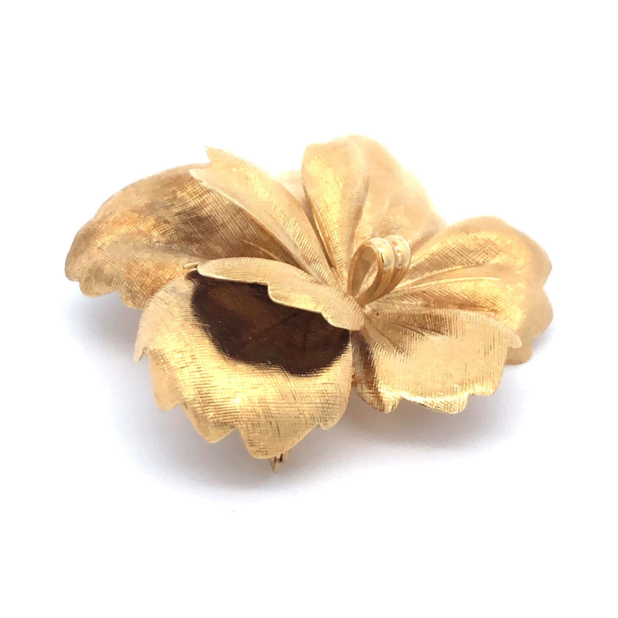 Tiffany & Co. Flower Brooch 14K Yellow Gold For Sale 1